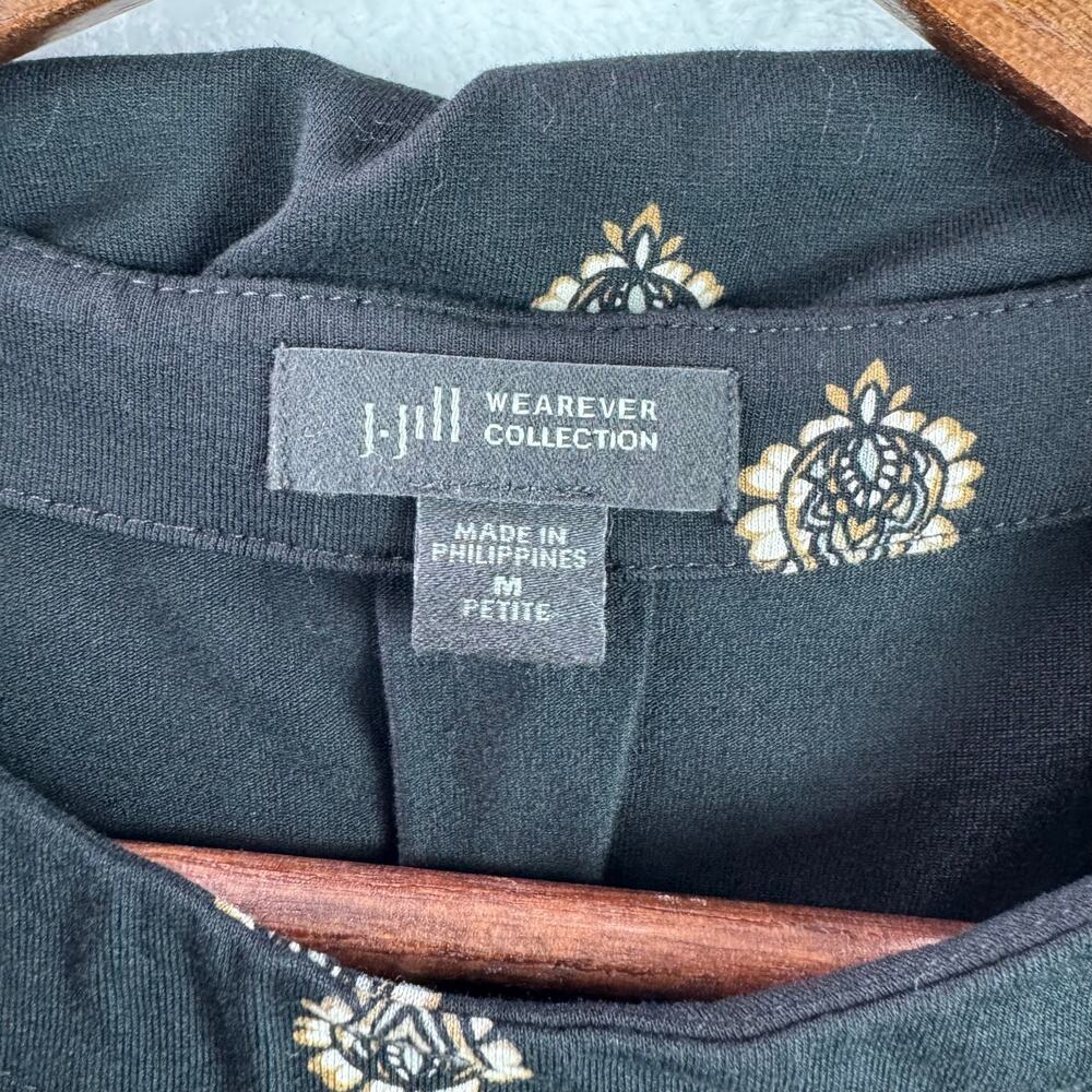 J.Jill Dress MED Black Maxi Swing Medallion Print stretch Cottagecore  Dress - Picture 8 of 11